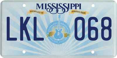 MS license plate LKL068