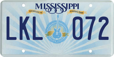MS license plate LKL072