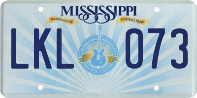MS license plate LKL073