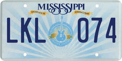 MS license plate LKL074