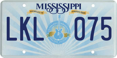 MS license plate LKL075