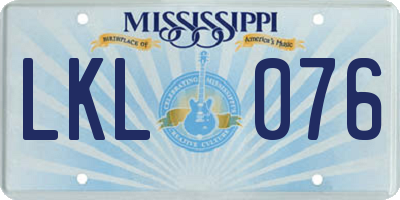 MS license plate LKL076