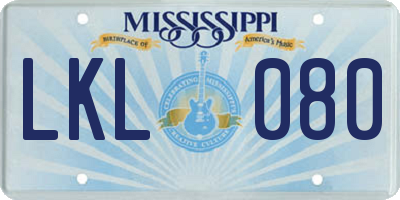 MS license plate LKL080
