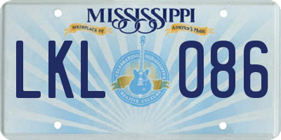 MS license plate LKL086