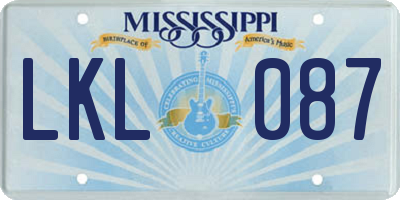 MS license plate LKL087