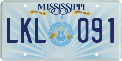 MS license plate LKL091