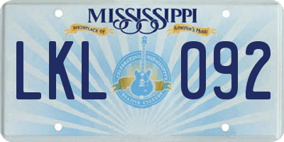 MS license plate LKL092