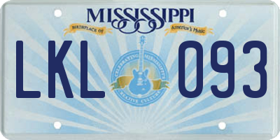 MS license plate LKL093