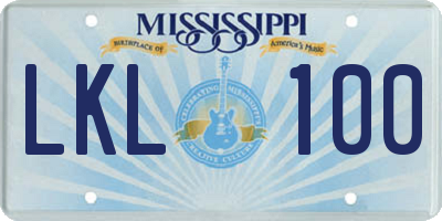 MS license plate LKL100