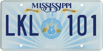 MS license plate LKL101