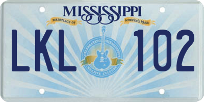MS license plate LKL102