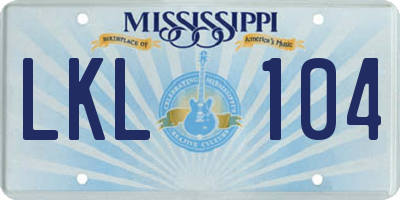 MS license plate LKL104