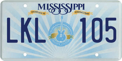 MS license plate LKL105
