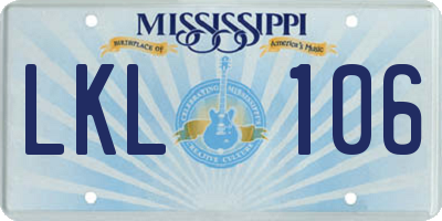MS license plate LKL106