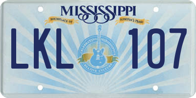 MS license plate LKL107