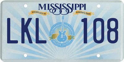 MS license plate LKL108