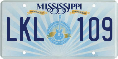 MS license plate LKL109