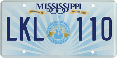MS license plate LKL110
