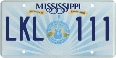 MS license plate LKL111