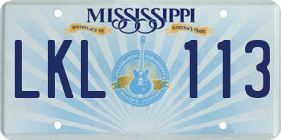 MS license plate LKL113