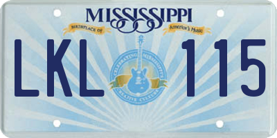 MS license plate LKL115