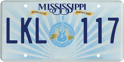 MS license plate LKL117
