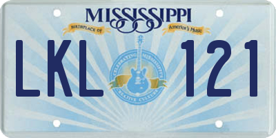 MS license plate LKL121