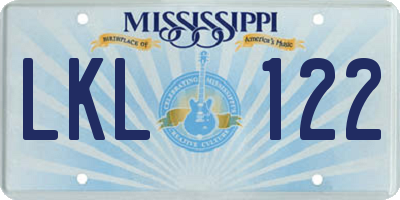MS license plate LKL122