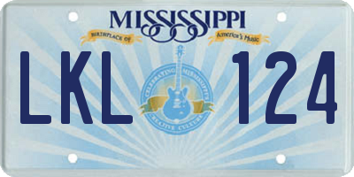 MS license plate LKL124