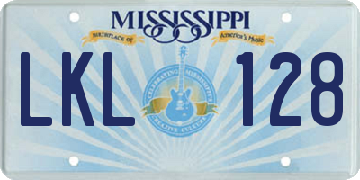 MS license plate LKL128