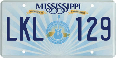 MS license plate LKL129