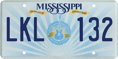 MS license plate LKL132