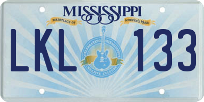 MS license plate LKL133