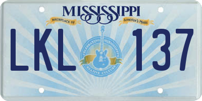 MS license plate LKL137