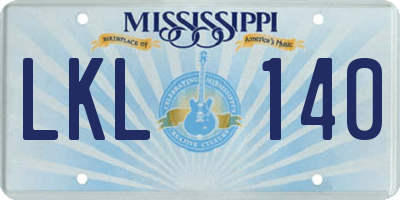 MS license plate LKL140