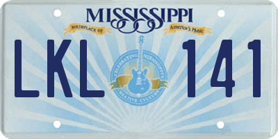 MS license plate LKL141