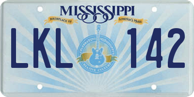 MS license plate LKL142