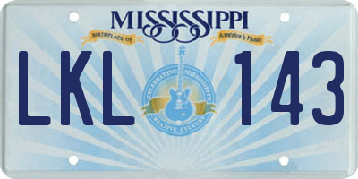 MS license plate LKL143