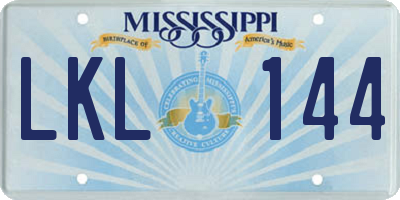 MS license plate LKL144