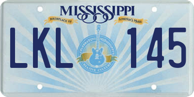 MS license plate LKL145
