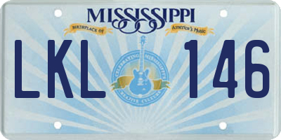 MS license plate LKL146