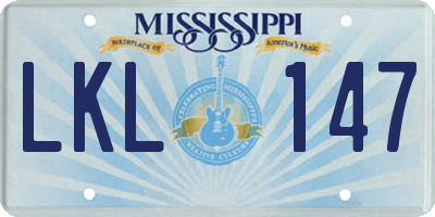 MS license plate LKL147