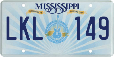 MS license plate LKL149