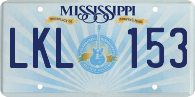 MS license plate LKL153