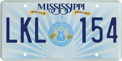 MS license plate LKL154