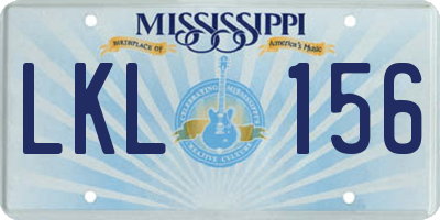 MS license plate LKL156