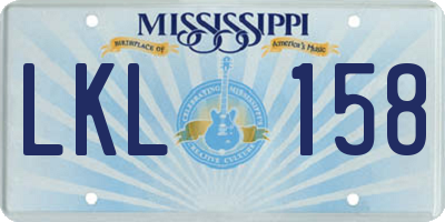 MS license plate LKL158