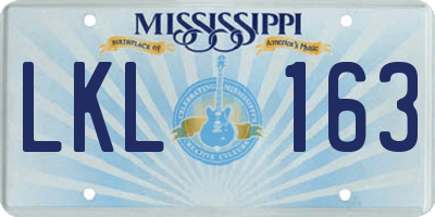 MS license plate LKL163