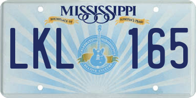 MS license plate LKL165