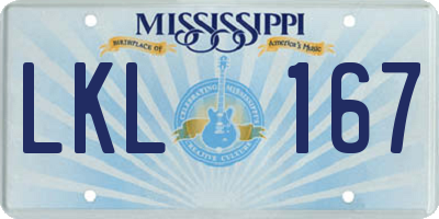 MS license plate LKL167